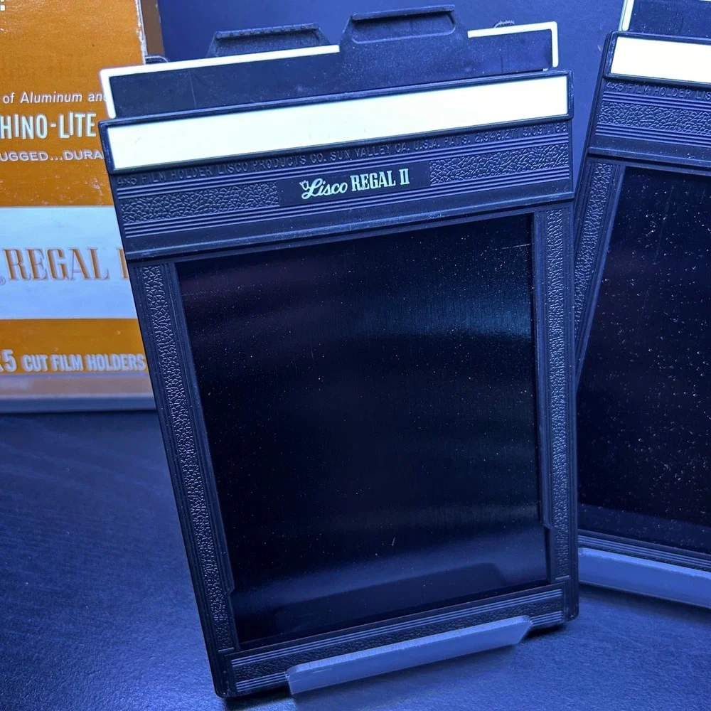Vintage‎ Lisco Regal II 4x5 Cut Sheet Film Holders 2-Pack Aluminum Rhino-Lite